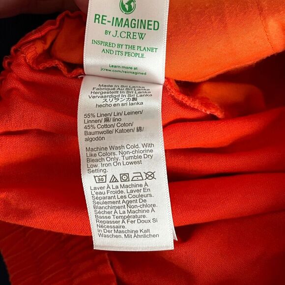 J Crew Linen Blend Pull on Drawstring Pants Size Size 8 Burnt Orange Pockets - Picture 5 of 7
